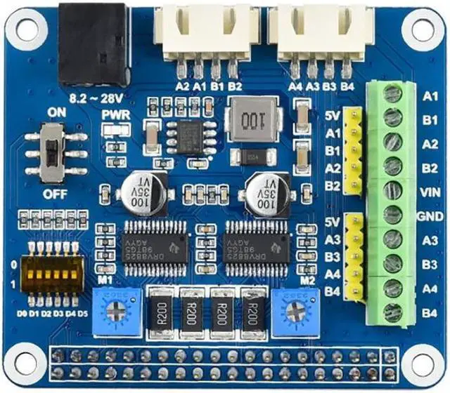 Alt view image 3 of 5 - Coolwell Waveshare Stepper Motor HAT for Raspberry Pi 4B+ 4B 3B+ 3B 2B+ Zero W WH Jetson Nano Dual DRV8825 Motor Controller up to 1/32 Microstepping Drives Two Stepper Motors