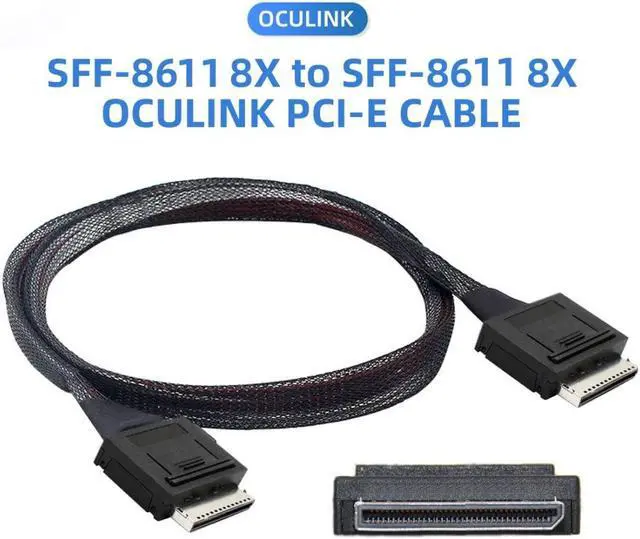 Alt view image 2 of 5 - Chenyang SFF-8611 to SFF-8611 Cable,OCuLink PCIe PCI-Express SFF-8611 8X 8-Lane Male to Male SSD Data Active Cable 50cm