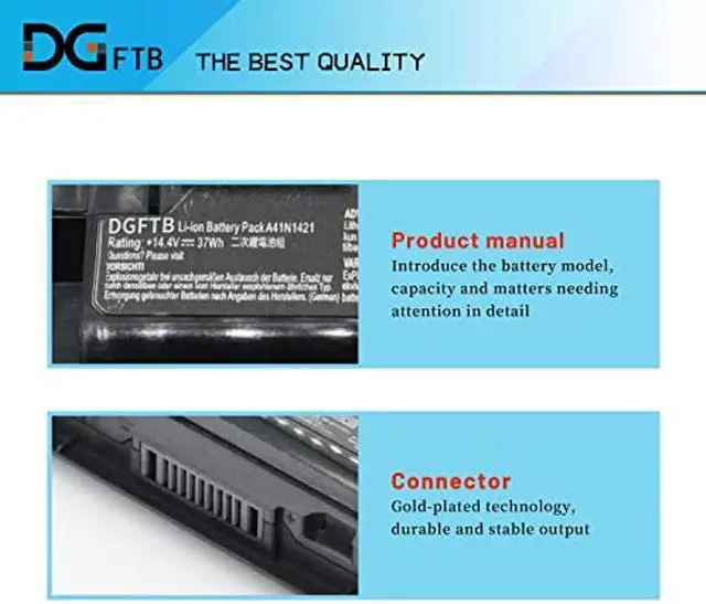 Alt view image 2 of 5 - DGTECH New A41N1421 Laptop Battery Compatible with ASUS P2501LA PU551L P552LA P2520L P2520LJ PU551LA ZX50JX4200 ZX50JX4720 (14.4V 37Wh)