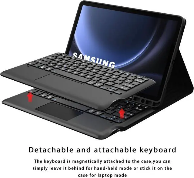 Alt view image 4 of 5 - DOMEUN Keyboard Case for 12.4 inch Samsung Galaxy Tab S9 FE Plus/S9 Plus 2023 Tablet - Multi-Touch Trackpad + S Pen Holder + Silicone Back Cover + Detachable Wireless Keyboard Folio Tablet Case