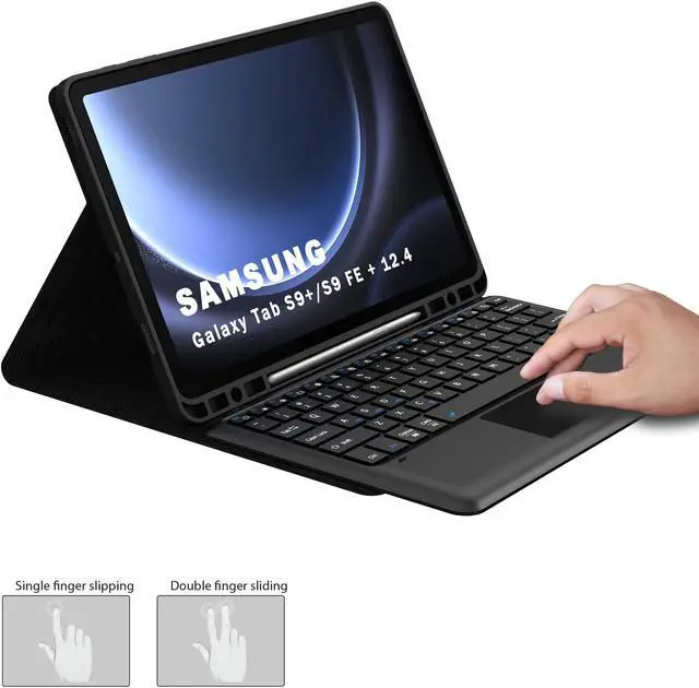 Alt view image 5 of 5 - DOMEUN Keyboard Case for 12.4 inch Samsung Galaxy Tab S9 FE Plus/S9 Plus 2023 Tablet - Multi-Touch Trackpad + S Pen Holder + Silicone Back Cover + Detachable Wireless Keyboard Folio Tablet Case