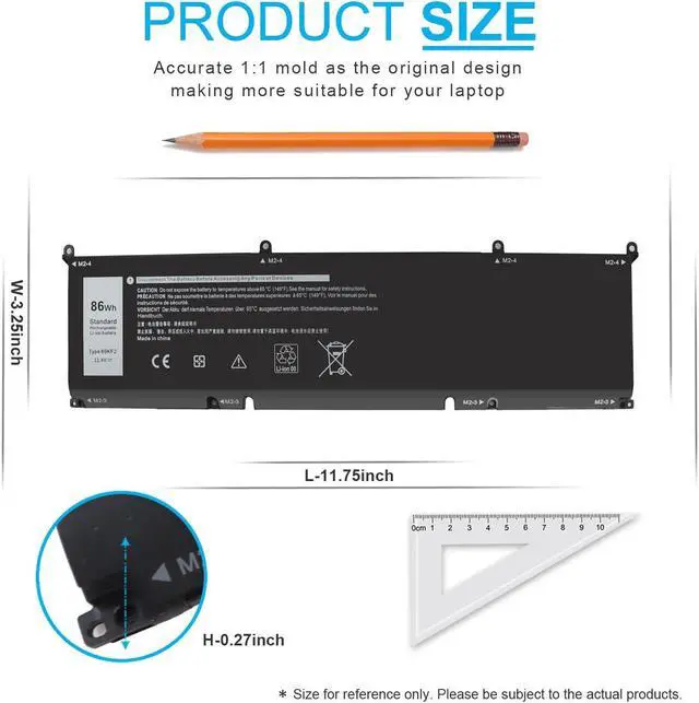 Alt view image 4 of 5 - 86Wh 69KF2 11.4V Battery for Dell Alienware M15 M17 R3 R4 XPS 15 9500 9510 9520 9530 G7 15 7500 G15 5510 5511 5515 5520 5521 Precision 5550 5560 5570 Inspiron 7510 7610 7620 P87F P91F P45E 70N2F M59JH