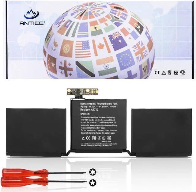 Main image of A1708 Battery Replacement, A1713 Battery for MacBook Pro 13 Inch A1708 [Late 2016, Mid 2017] EMC 2978 3164 MPXQ2LL MLL42LL MLUQ2LL MPXR2LL MPXU2LL MPXT2LL MacBookPro13,1 14,1 11.4V 54.5Wh 4781mAh