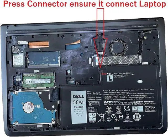 Alt view image 3 of 3 - DELL 0PD19 Battery 7.4V 58Wh for DELL Inspiron 14 5442 14 5443 14 5445 14 5447 14 5448 14 5457 15 15 5542 15 5543 15 5545 15 5547 15 5548 15 5557 Latitude 3450 3550 Compatible with TRHFF 11.1V 43WH