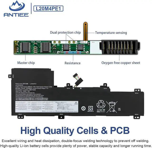 Alt view image 3 of 5 - ANTIEE L20C4PE1 L20L4PE1 L20M4PE1 Laptop Battery for Lenovo IdeaPad 5 Pro-16ACH6 Pro-16IHU6 IdeaPad Creator 5-16ACH6 Series 5B11B66552 SB11B66551 5B11B66555 5B11B66554 15.36V 75Wh 4883mAh