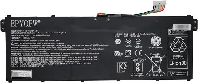 Main image of EPYOBW AP18C4K Laptop Battery 48Wh 4200mAh 11.4V 3-Cell Compatible with Acer Spin 3 SP314-54N / Aspire 5 A515-43 A515-43G / Aspire 5 A515-44 A515-44G Series KT.00304.012 3ICP5/81/68