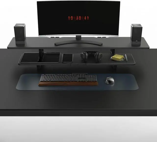 Alt view image 2 of 5 - Dual Monitor Stand Riser, Monitor Stand for Desk, 2-Tier Monitor Riser for 2 Monitors Computer Stand TV Stand Riser, Desktop Oraganizer Stand for Home & Office (Black)