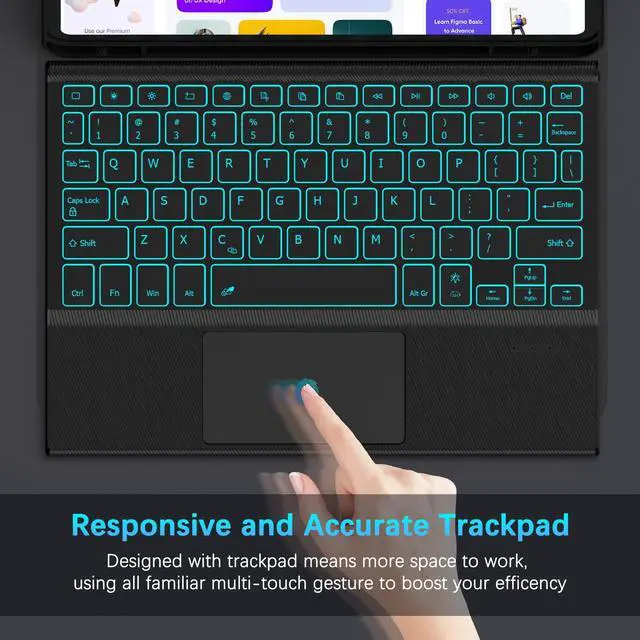 Alt view image 5 of 5 - DoohowCase Backlit Bluetooth Keyboard Case Touch for Lenovo Tab M11 11-inch 2024, Keyboard with Trackpad with 7-Color Backlit and Multi-Angle Kickstand for Lenovo Tab M11 11"