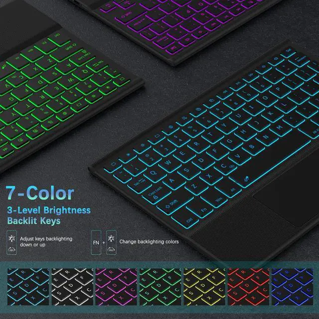 Alt view image 4 of 5 - DoohowCase Backlit Bluetooth Keyboard Case Touch for Lenovo Tab M11 11-inch 2024, Keyboard with Trackpad with 7-Color Backlit and Multi-Angle Kickstand for Lenovo Tab M11 11"
