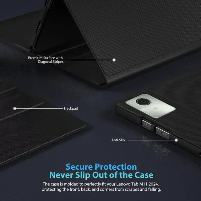 Alt view image 2 of 5 - DoohowCase Backlit Bluetooth Keyboard Case Touch for Lenovo Tab M11 11-inch 2024, Keyboard with Trackpad with 7-Color Backlit and Multi-Angle Kickstand for Lenovo Tab M11 11"