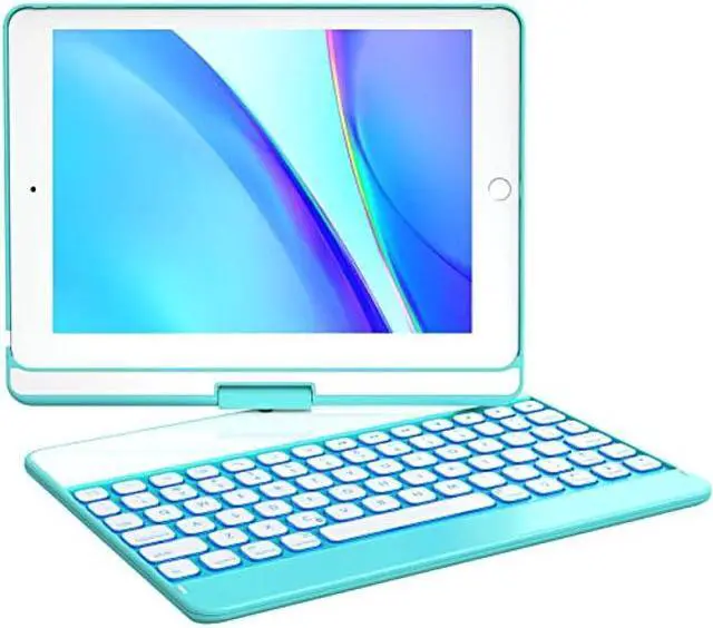 Main image of Earto iPad 6th Generation Case with Keyboard, iPad 5th Generation Keyboard, iPad Air 2,Air 1, Pro 9.7 inch, 7 Color Backlit, 360deg Roatate Wireless Keyboard Case, ICE Green
