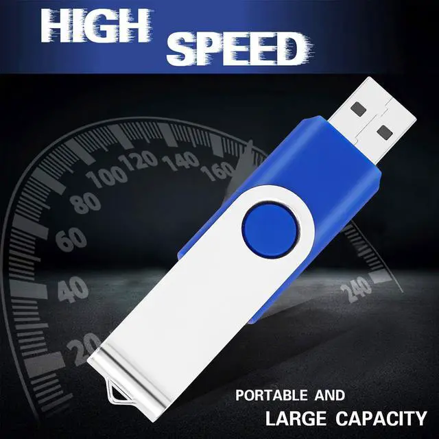 Alt view image 3 of 5 - 20 PCS 4GB EASTBULL USB 2.0 Metal 4GB flash drive Bulk Thumb drive pack Swivel USB (Blue 20Pack)