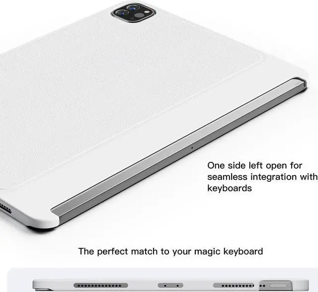 Alt view image 5 of 5 - EISSCCE iPad Pro case Compatible with Magic Keyboard & Smart Keyboard Folio,Works with 2020-2022 12.9" iPad Pro,Magnetic iPad Case Support Apple Pencil Charging (Keyboard Not Included) (White)