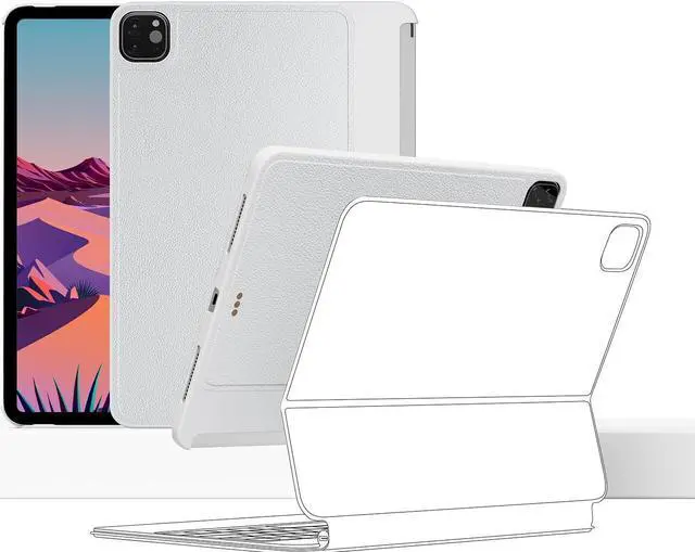 Main image of EISSCCE iPad Pro case Compatible with Magic Keyboard & Smart Keyboard Folio,Works with 2020-2022 12.9" iPad Pro,Magnetic iPad Case Support Apple Pencil Charging (Keyboard Not Included) (White)