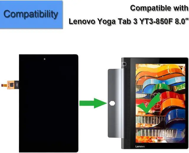 Alt view image 4 of 4 - LCD Display Compatible with Lenovo Yoga Tab 3 8.0 YT3-850M YT3-850F LCD Touch Screen Display Digitizer Assembly with Tools