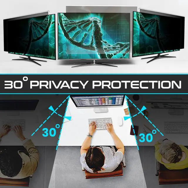 Alt view image 2 of 5 - EZ-Pro Screen Protector Privacy Screen Panel for 19 inches (Screen Measured Diagonally) Computer Monitor, Anti Blue Light and Easy Installation, Screen Panel Size 10.9" Height x 16.7" Width
