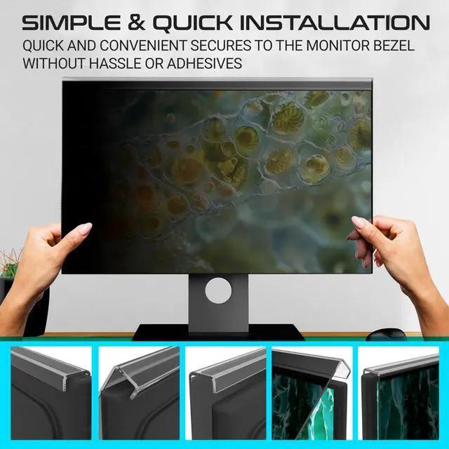 Alt view image 5 of 5 - EZ-Pro Screen Protector Privacy Screen Panel for 19 inches (Screen Measured Diagonally) Computer Monitor, Anti Blue Light and Easy Installation, Screen Panel Size 10.9" Height x 16.7" Width