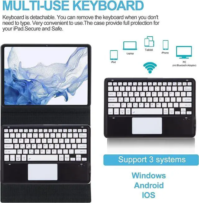 Alt view image 4 of 5 - AnMengXinLing Keyboard Case for Galaxy Tab S9 Plus/ S9 FE Plus 5G 12.4 Inch Tablet 2023 - Touchpad Detachable Keyboard with S Pen Holder Cover for Galaxy Tab S9 FE+ Plus/Galaxy Tab S9+ Plus (Black)