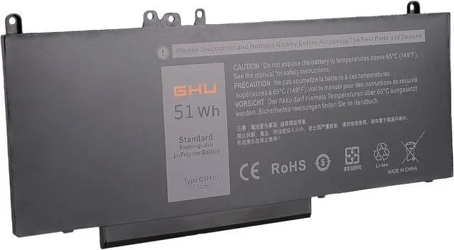 Alt view image 4 of 5 - GHU New G5M10 51 Wh Battery (6-Cells) Compatible with Dell Latitude E5550 E5450 Notebook 15.6 inch fits 0WYJC2 8V5GX R9XM9 RYXXH WYJC2 1KY05 7.4V 51WH