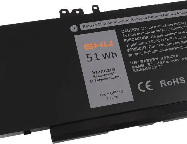 Alt view image 5 of 5 - GHU New G5M10 51 Wh Battery (6-Cells) Compatible with Dell Latitude E5550 E5450 Notebook 15.6 inch fits 0WYJC2 8V5GX R9XM9 RYXXH WYJC2 1KY05 7.4V 51WH