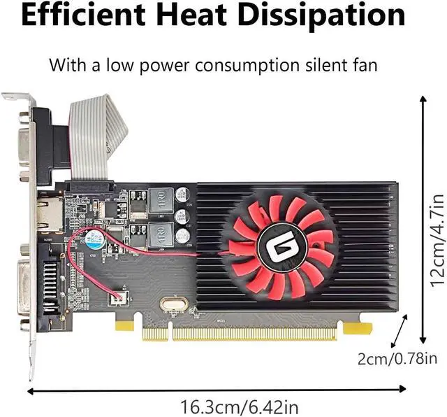 Alt view image 3 of 5 - Glorto Radeon HD 5450 1GB DDR3 Low Profile Graphics Card, PCI Express 2.0 x16, HDMI/VGA/DVI, Entry Level GPU for PC, SFF and HTPC