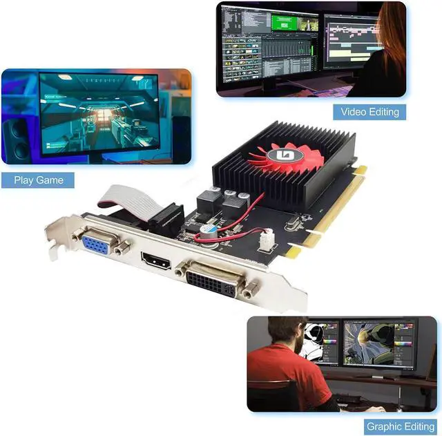 Alt view image 5 of 5 - Glorto Radeon HD 5450 1GB DDR3 Low Profile Graphics Card, PCI Express 2.0 x16, HDMI/VGA/DVI, Entry Level GPU for PC, SFF and HTPC