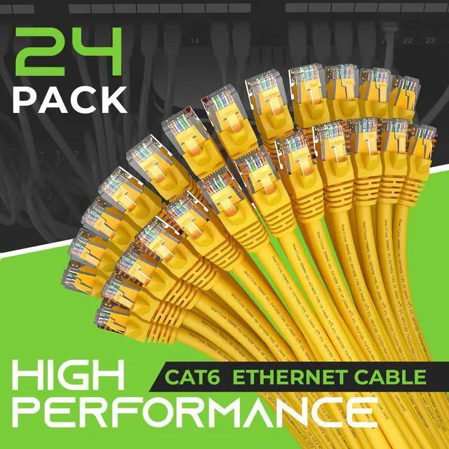 Alt view image 2 of 5 - GearIT Cat 6 Ethernet Cable 6 ft (24-Pack) - Cat6 Patch Cable, Cat 6 Patch Cable, Cat6 Cable, Cat 6 Cable, Cat6 Ethernet Cable, Network Cable, Internet Cable - Yellow 6 Feet