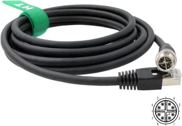 Alt view image 2 of 4 - HangTon Ethernet Network Cable for Basler Baumer Matrix 320 220 Cognex Keyence PLC Router Switch Camera Sensor Reader, M12 8 Pin X Coded RJ45 Cat 6A 2M