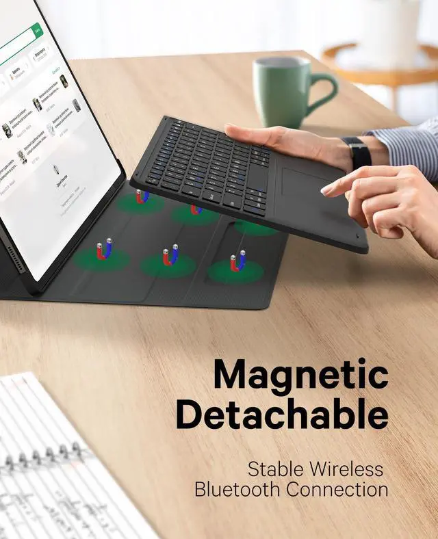 Alt view image 4 of 5 - GreenLaw Galaxy Tab S10 Ultra Case with Keyboard, Smart Touchpad, Magnetic Detachable, PC Case with S Pen Holder for Samsung Galaxy Tab S10/S9 Ultra 14.6 inch, Black