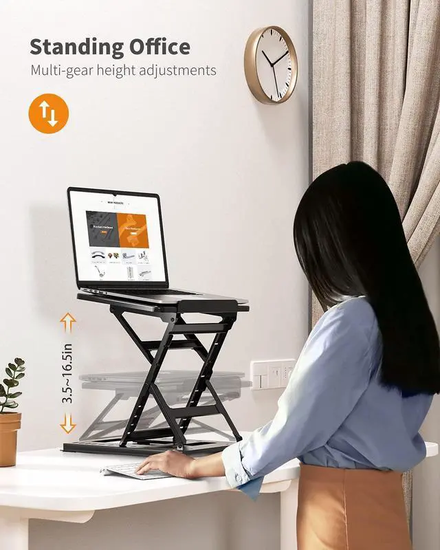 Alt view image 3 of 5 - HUANUO Adjustable Laptop Stand for Desk, Adjustable Height Laptop Riser - Easy to Sit or Stand with 9 Adjustable Angles, Portable Computer Stand Fits 15.6 Inch Laptop & Notebook