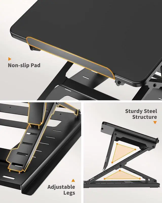 Alt view image 4 of 5 - HUANUO Adjustable Laptop Stand for Desk, Adjustable Height Laptop Riser - Easy to Sit or Stand with 9 Adjustable Angles, Portable Computer Stand Fits 15.6 Inch Laptop & Notebook