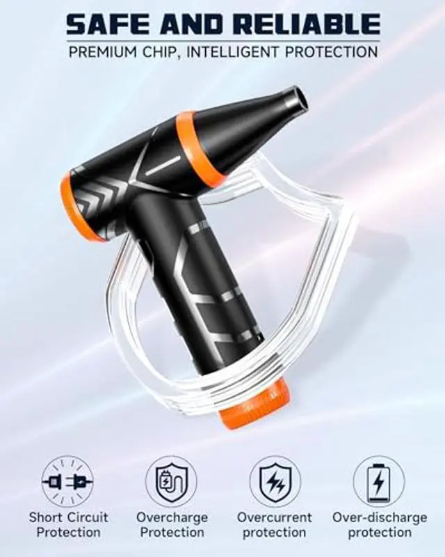 Alt view image 4 of 5 - HOTFIEN Compressed Air Duster, 150000RPM Stepless Speed Tiny Electric Cleaner for Keyboard, PC Deep Cleaning, Replace Compressed Air Can-No Canned Air Duster, Rechargeable Air Blower - Vibrant Orange