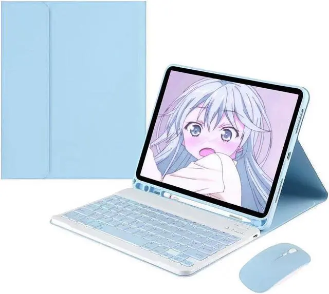 Main image of kaidisen Keyboard Case Mouse for Galaxy Tab S9 11 inch/Tab S9 FE 10.9 inch/Tab S8 11 inch/Tab S7 11", Detachable Cute Color Keyboard Case Support S Pen Charging,Sky Blue