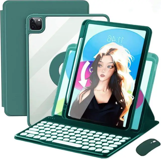 Main image of Vertical 10.2inch iPad9/iPad8/iPad7 Keyboard Case with Mouse, iPad 9th/8th/7th Gen&Air3/Pro10.5 Case with Keyboard Mouse Combo and Pencil Holder, Magnetic Rotating Case (Magnetic-Teal)