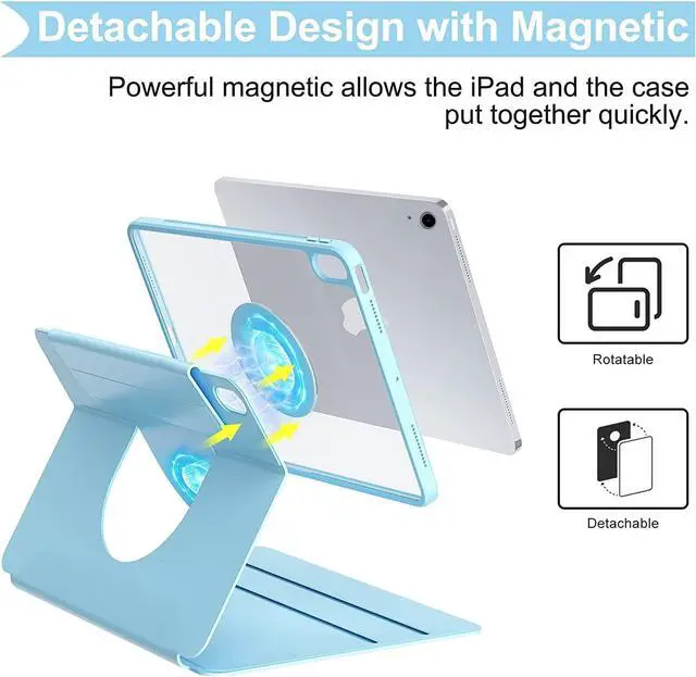 Alt view image 2 of 5 - Vertical 10.2inch iPad9/iPad8/iPad7 Keyboard Case with Mouse, iPad 9th/8th/7th Gen&Air3/Pro10.5 Case with Keyboard Mouse Combo and Pencil Holder, Magnetic Rotating Case (Magnetic-Teal)