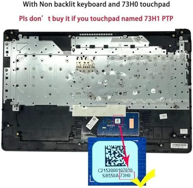 Alt view image 2 of 5 - Jxjslp Replacement Upper Case Palmrest for HP 17-by 17-ca 17t-by 17z-ca Series Laptop Non-Backlit Keyboard Assembly Top Cover US Layout with 73H0 Touchpad L22750-001 Gray