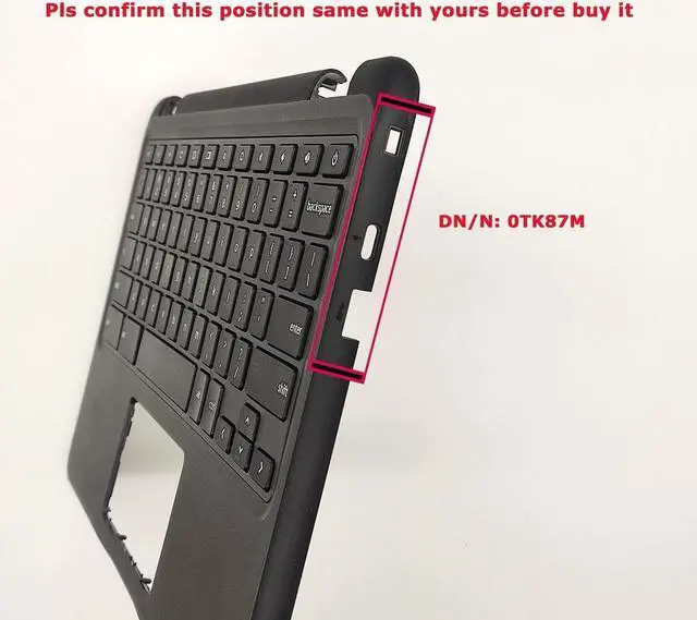 Alt view image 3 of 5 - Jxjslp Replacement Upper Case Palmrest for DELL Chromebook 11 3100 11.6'' Laptop with UPSELL Non-Touchpad Keyboard Assembly TK87M 0TK87M AP2FH000500