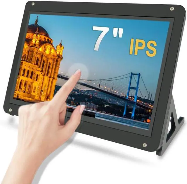 Main image of LESOWN Upgraded! 7inch IPS Capacitive Touchscreen Monitor with Case, Touch Display 7" 1024x600 Ultra HD HDMI Monitor - Supports Raspberry Pi 3 4 Windows 10 8 7, Brightness Adjustable
