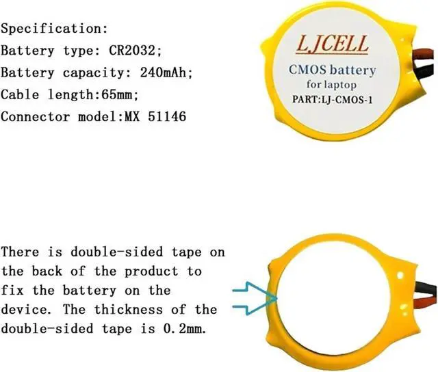 Alt view image 4 of 5 - LJCELL 5PCS CMOS Battery for Dell Alienware Alpha R1 Steam Machine i5 i7 Desktop,for Fix Yellow Light,BIOS RTC CR2032 Battery with 2 Wire Cable and Connector