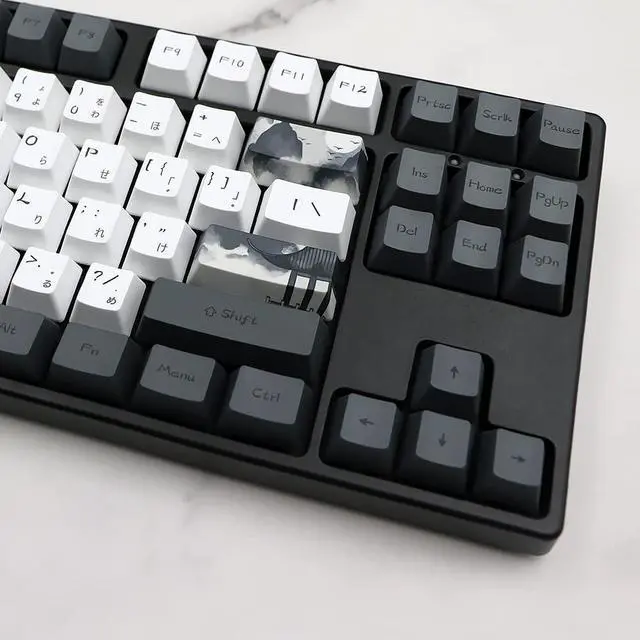 Alt view image 4 of 5 - MOLGRIA Ink Lotus Keycaps, 140 Set Custom Keycaps for Gaming Keyboard, PBT OEM Profile Dye Sublimation Keycaps ANSI/ISO Layout with Japanese Font for Gateron Kailh Cherry MX 104/87/74/61 60 Keyboard