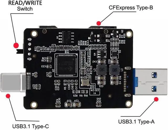 Alt view image 4 of 5 - NFHK USB3.1 Type-C & Type-A to CF Express Extension Card Reader for CFE Type-B Support R5 Z6 Z7 Memory Card