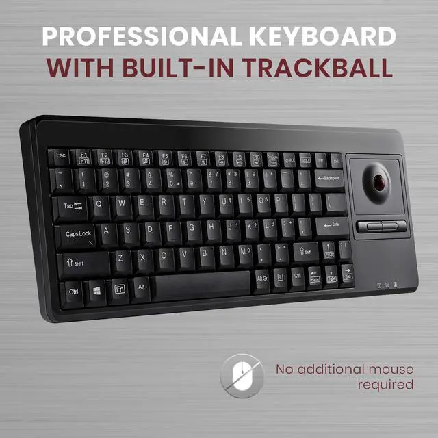 Alt view image 2 of 5 - Perixx PERIBOARD-514H Plus Wired Keyboard with Trackball - 14.57x5.39x1.02 Inch - USB Port with 2 Hubs, US English Layout, Black
