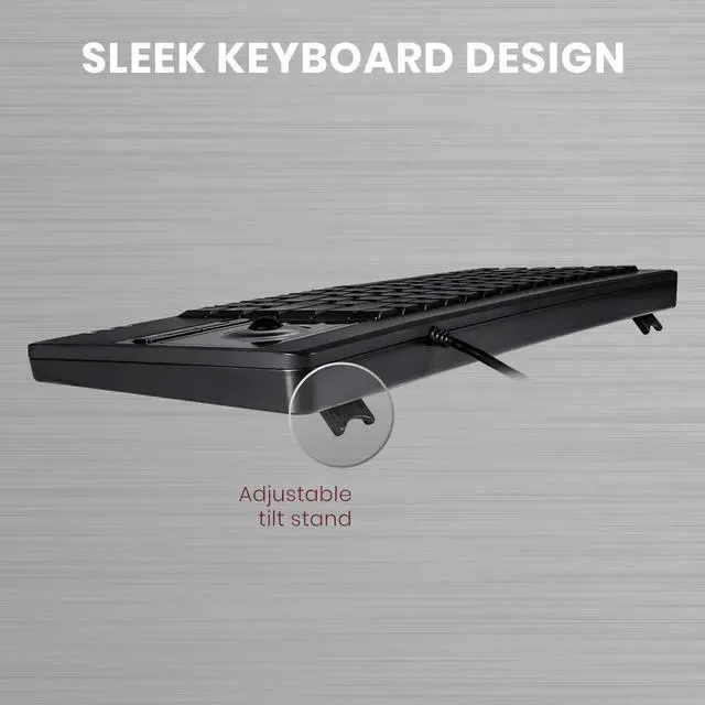 Alt view image 5 of 5 - Perixx PERIBOARD-514H Plus Wired Keyboard with Trackball - 14.57x5.39x1.02 Inch - USB Port with 2 Hubs, US English Layout, Black