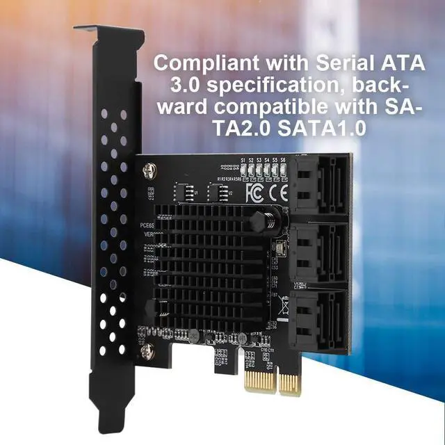 Alt view image 3 of 5 - 6 Port PCI Express 2.0 SATA III 6Gbps RAID Controller Card, SATA 3.0 PCI Express Expansion Card Compatible for SATA6G 3G 1.5G HDD