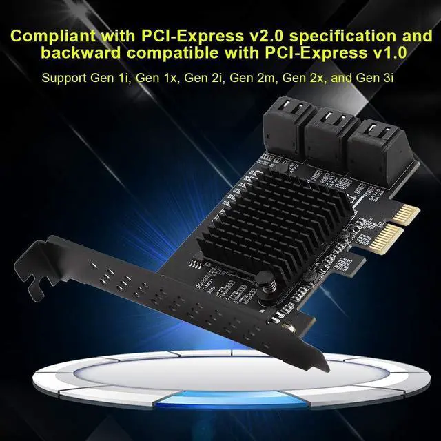 Alt view image 4 of 5 - 6 Port PCI Express 2.0 SATA III 6Gbps RAID Controller Card, SATA 3.0 PCI Express Expansion Card Compatible for SATA6G 3G 1.5G HDD