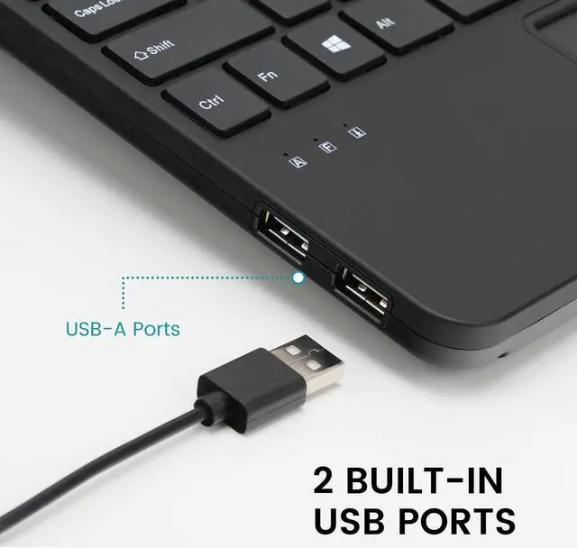 Alt view image 4 of 5 - Perixx PERIBOARD-525 US, Wired Mini USB Keyboard with Touchpad - X Type Scissor Keys - 11.18x7.17x1.1 Inches - Build-in 2 USB Hubs - US English