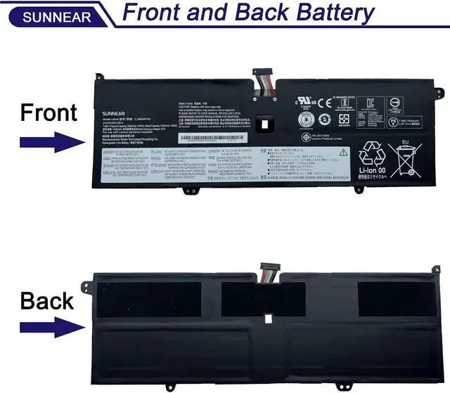 Alt view image 3 of 5 - SUNNEAR L18M4PH0 7.68V 60Wh Laptop Battery Replacement for Lenovo Ideapad Yoga C940-14IIL Series Notebook 5B10T11585 5B10W67374 L18C4PH0 5B10T11586 5B10W67180