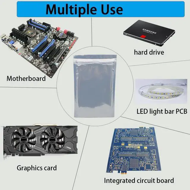 Alt view image 4 of 5 - Anti Static Bags,20pcs 16x24in Open Top Super Large ESD Shielding Bags,Anti-Static Bags for Motherboard,GPU,Graphics Card and Electronic Device