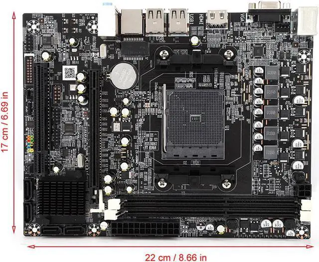 Alt view image 5 of 5 - Motherboard, Desktop Motherboard for AMD A10/A8/A6/A4/Athlon Full Range of Graphics Chip for APU Graphics, Dual DDR3 1333/1600MHz, for Computer