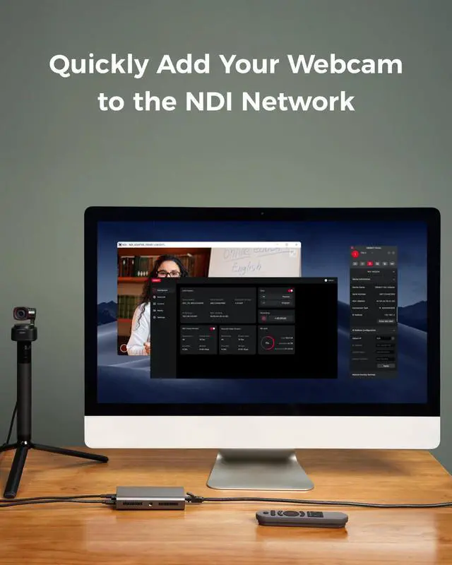 Alt view image 3 of 5 - OBSBOT Tiny 2 4K Webcam & UVC to NDI Adapter Combo, PoE, Micro SD Card Supported, Video Converts Compatible Series and Other UVC Webcams for Streaming Accessories, Content Creator Kit